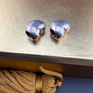 Lot Of 2 Authentic Pandora Sterling Silver Smooth Heart Puffy Charms